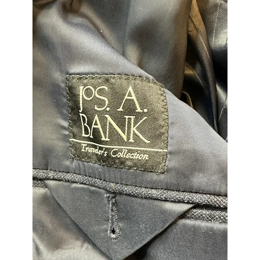 Jos A Bank Blazer Mens 43R Navy Blue Wool Tailored‎ Fit Traveler's Collection